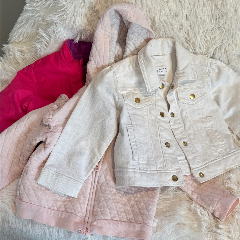 Janie and Jack Cream Denim Jacket with Gold Buttons